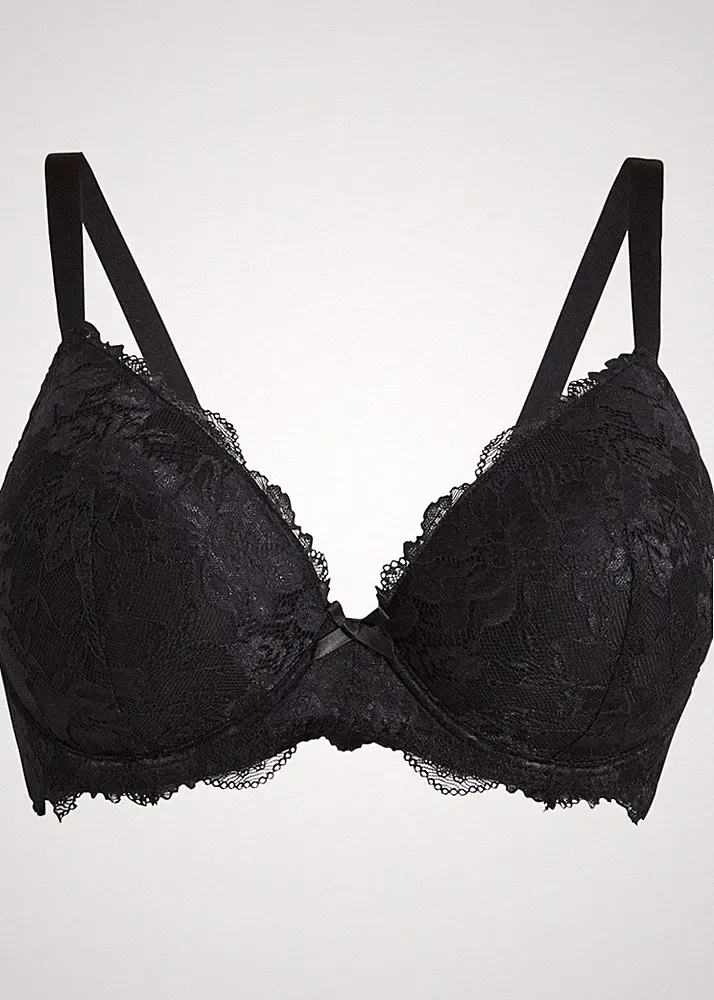 Schalen BH mit Bügel Gr. 95 Cup F Schwarz Damen-Unterwäsche Oberteil Neu