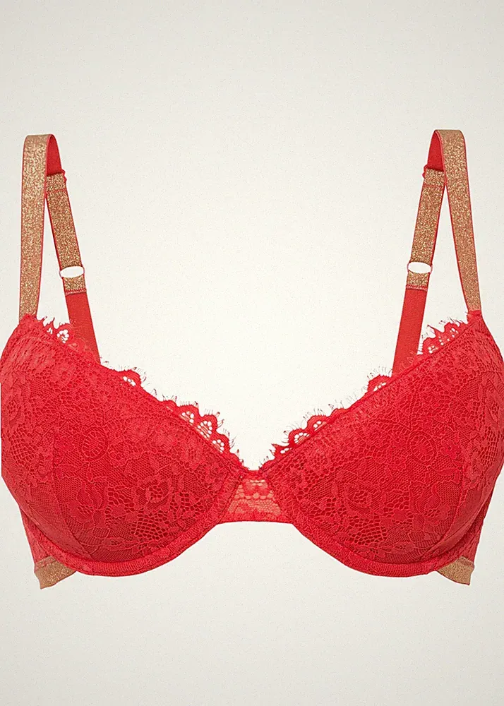 Schalen BH mit Bügel und Racerback-Option Gr. 75 Cup D Erdbeerrot Damen-Bra Neu