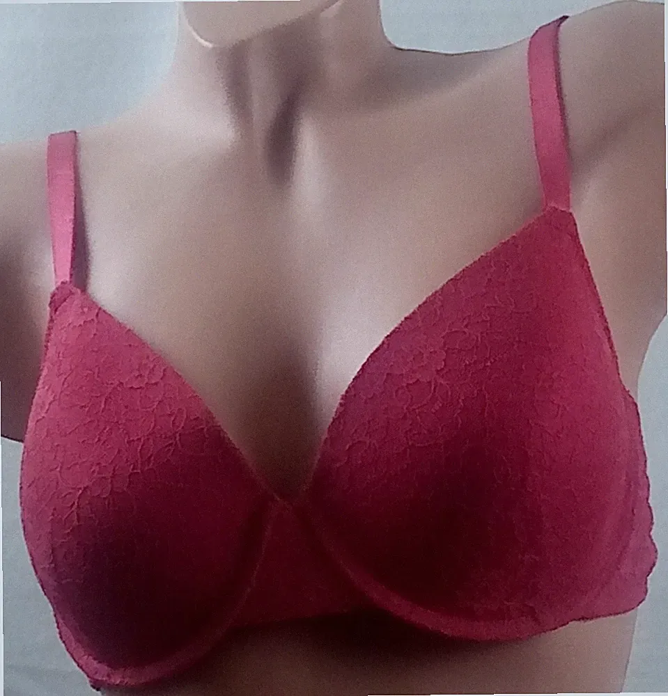 Schalen-BH mit Bügel und Spitze, Cups B-C, 80-90,rot (N30)