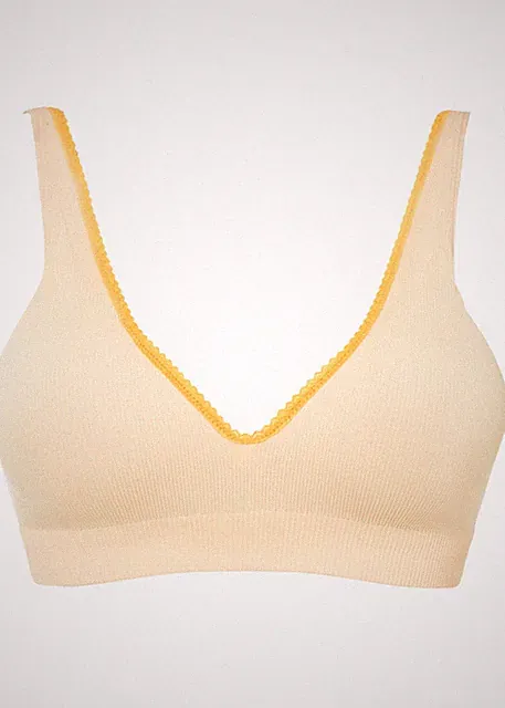 Schalen-BH ohne Bügel Gr. (85) C Perlbeige Gelborange Damen Unterwäsche Neu*