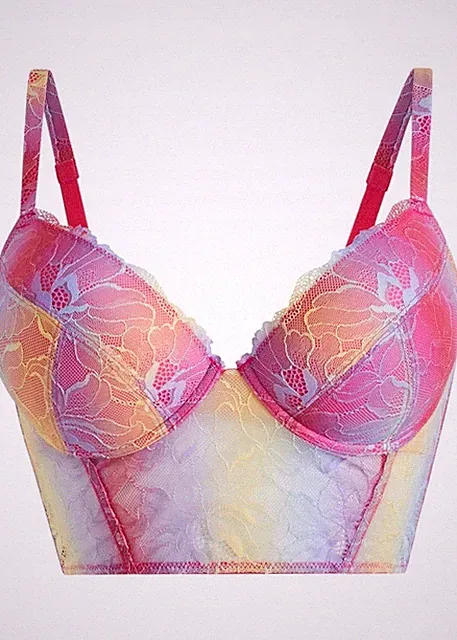 Schalen BH Top mit Bügel Gr. 95 Cup B Bunt Damen-Unterwasche Oberteil Neu