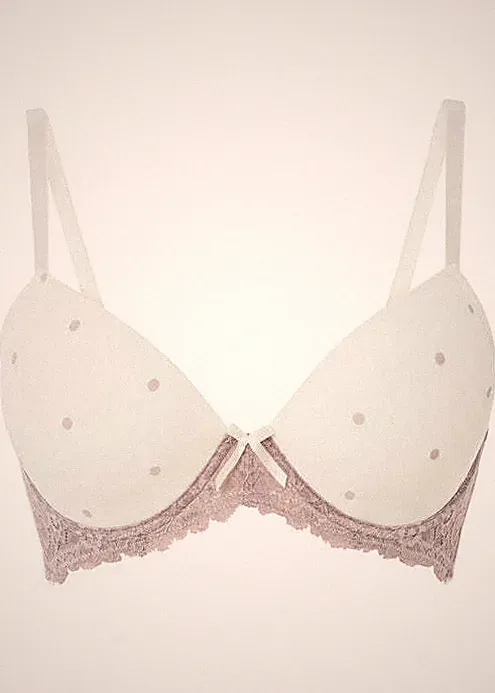 Schalen Bügel-BH Gr. 70 Cup B Champagner Taupe Gepunktet Damen-Unterwäsche Neu