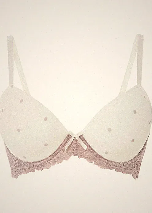 Schalen Bügel-BH Gr. 75 Cup B Champagner Taupe Gepunktet Damen-Bra Oberteil Neu*