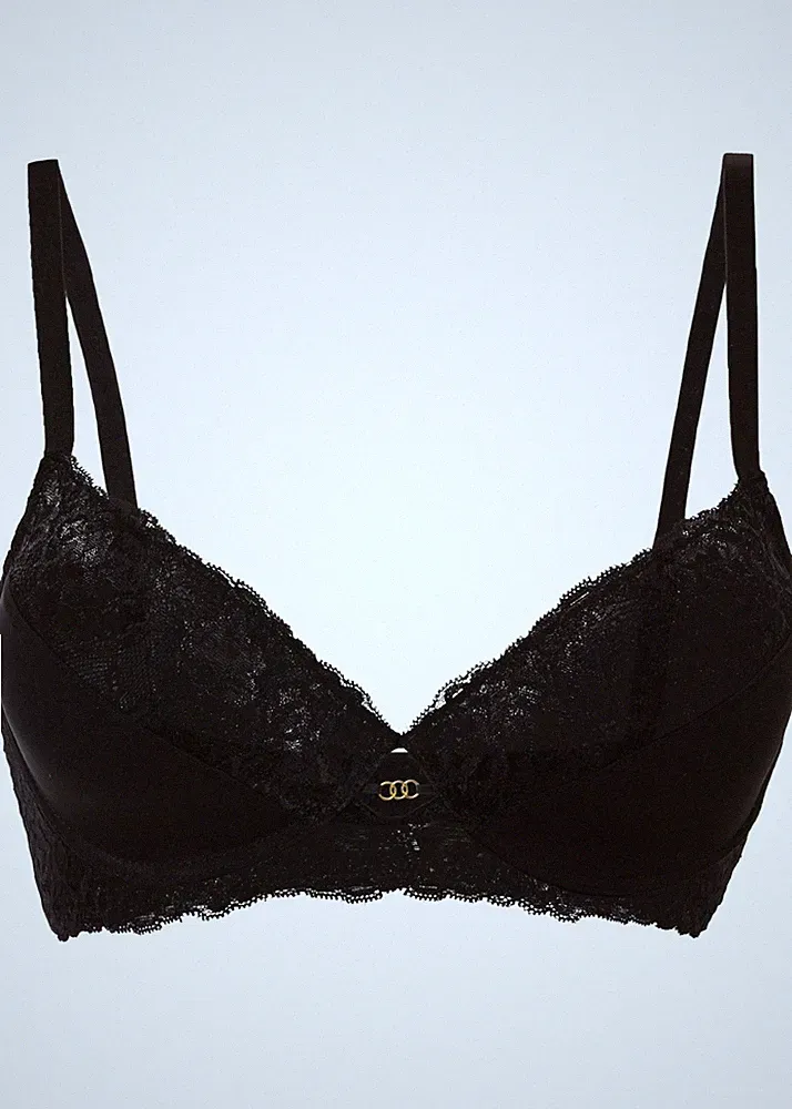 Schalen Bügel-BH und tollem Accessoire Gr. 95 Cup E Schwarz Unterwäsche Bra Neu