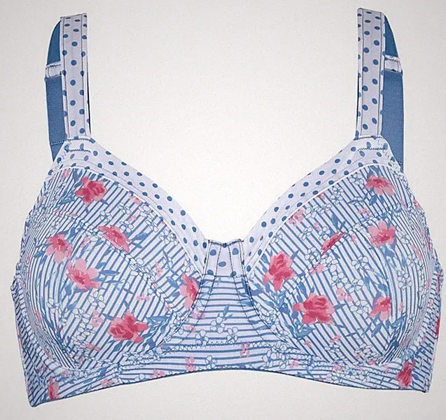 Schicker BÜGEL-BH blau-weiss-pink GR.85 90 95 100 105 110 CUP F NEU