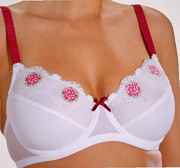 Schicker BÜGEL-BH weiss TÜLL-SPITZE + STICKEREI Gr.95 Cup B NEU