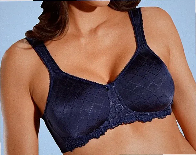 SCHICKER bügelloser MARKEN-BH nachtblau ~ blau JACQUARD-DESSIN 80 Cup D NEU