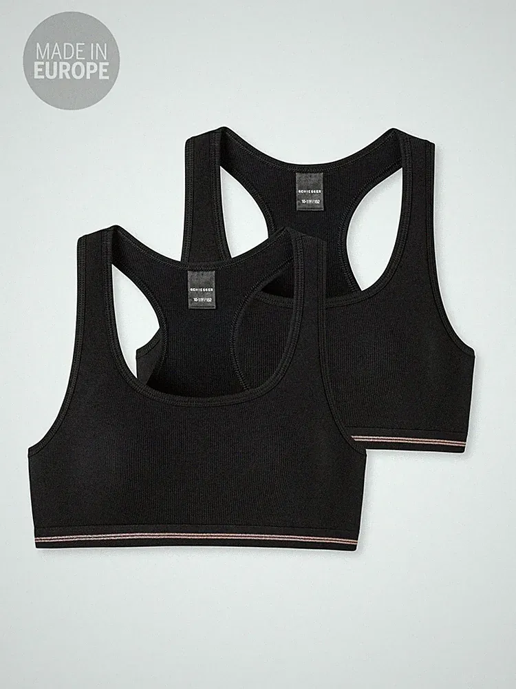 Schiesser 2er Pack Mädchen Unterwäsche Bustiers Sport-Bh Soft-Top