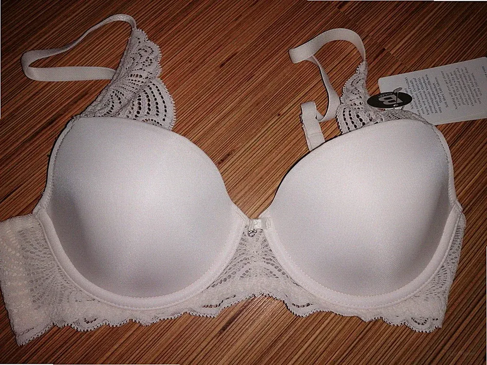Schiesser Bügel-BH gepadded Spitze creme - Wave Lace BH süß edel Gr. 70B - NEU