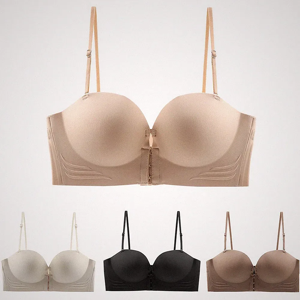 Schlankes Design Damen stilvoller Push-up-BH mit Knopfleiste vorne Unterwäsche
