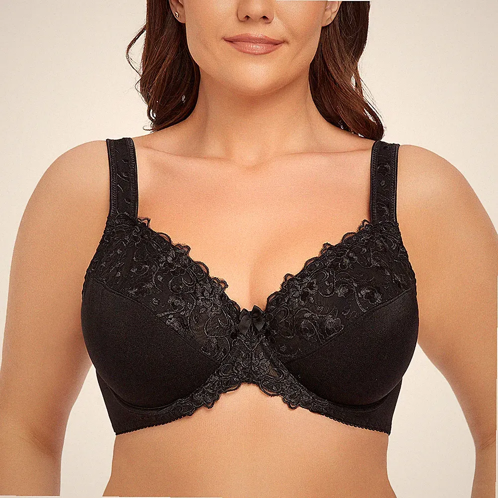 Schwarz/weiß/beige DAMEN Minimizer-BH mit großer Brust volle Abdeckung 32-52 BCDEFG/GGH