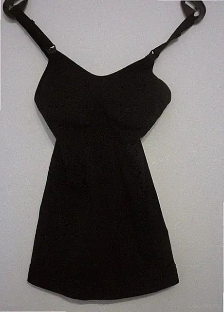 Schwarzes Stilltop ohne Bügel/Tanktop/Unterhemd mit BH und Einlagen Gr. S