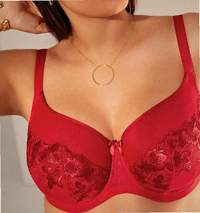 Sculptresse By Panache Logan Full Cup Ungepolsterte Minimizer Bügel BH Rot Neu