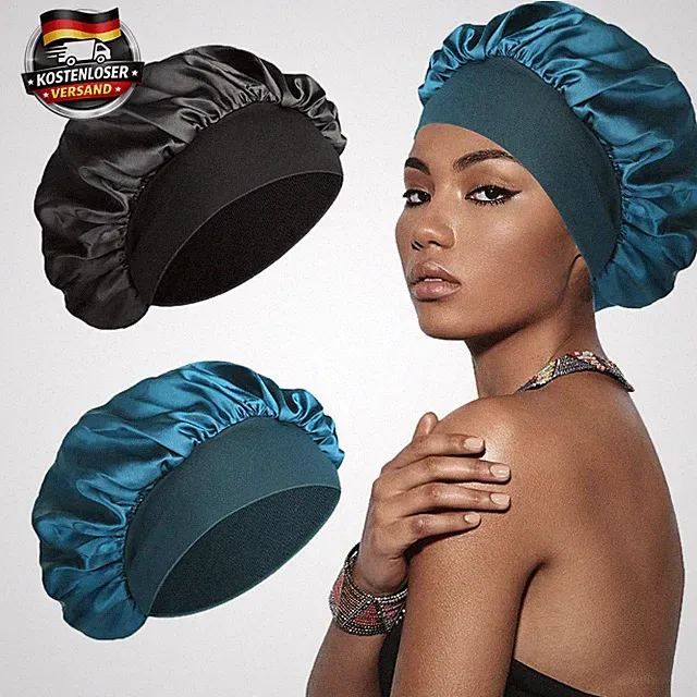 Seidenhaube Schlafmütze für glattes Haar, elastisch, waschbar, 2er Pack