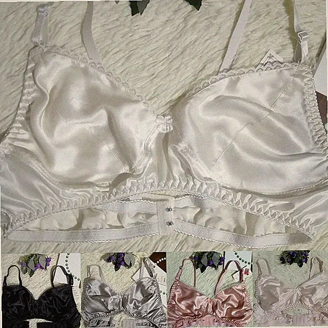 Seidensatin bügelloser dünner BH für Damen weich und elegant 36C 38C 40C 44C