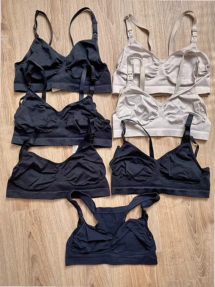 Set 7x Medela Still-BHs Nursing bra bustier schwarz weiß Größe L 40