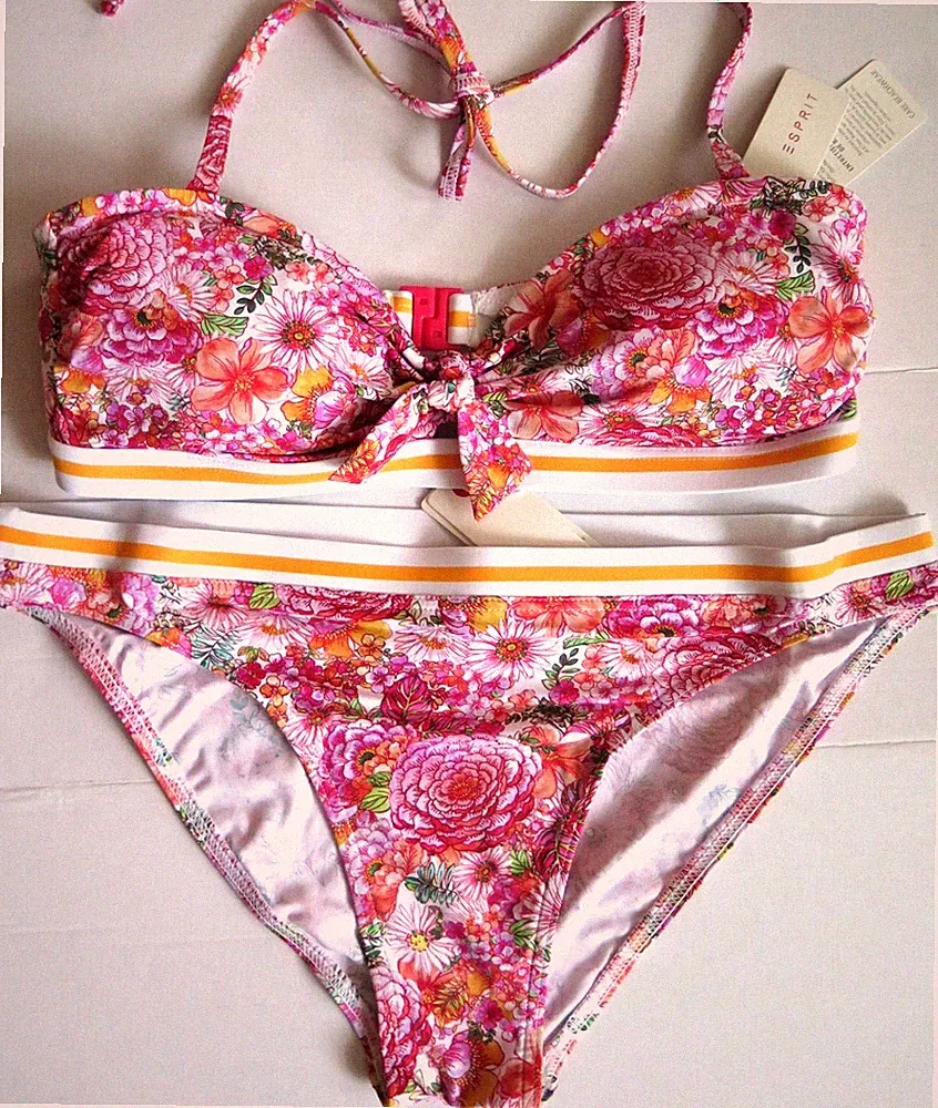 Set Bikini Esprit Gr. 38 / 75 Cup A/B Bandeau-BH mit herausnehmbare Pads + Slip