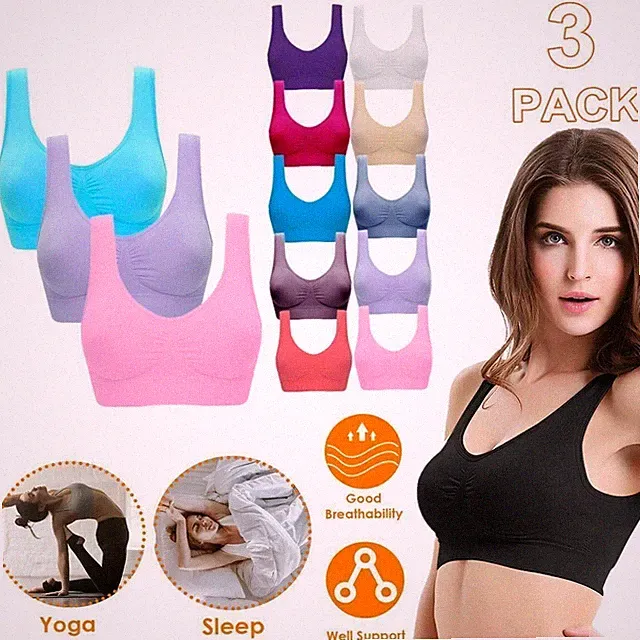 Set of 3 Women's Comfort Bra - Seamless - Bustier Bra - Casual and Sports Bra Br
