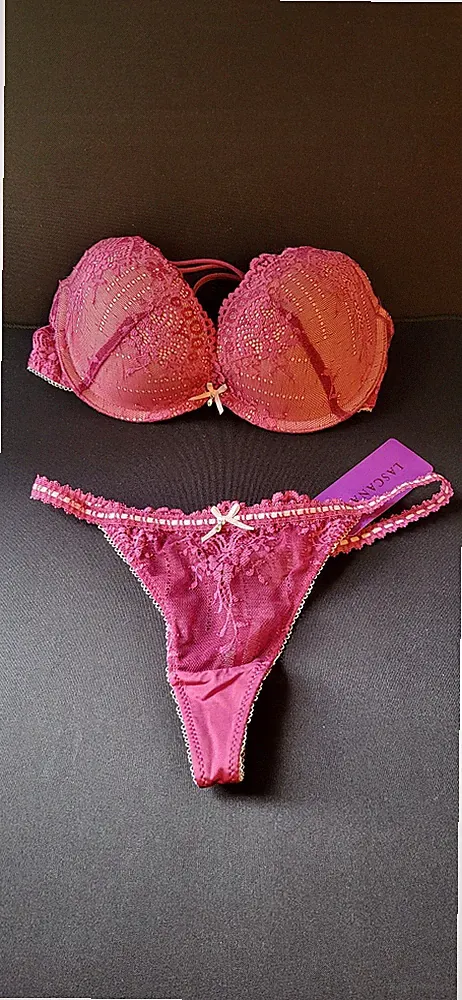 Set Push-Up BH (Größe 70B) + Tanga/String (Größe 32/34) lila fuchsia Lascana