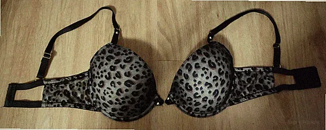 Sexy BH Leo Fischnetz Nieten schwarz braun O-Ring golden, Gr. 75C Mister Lady