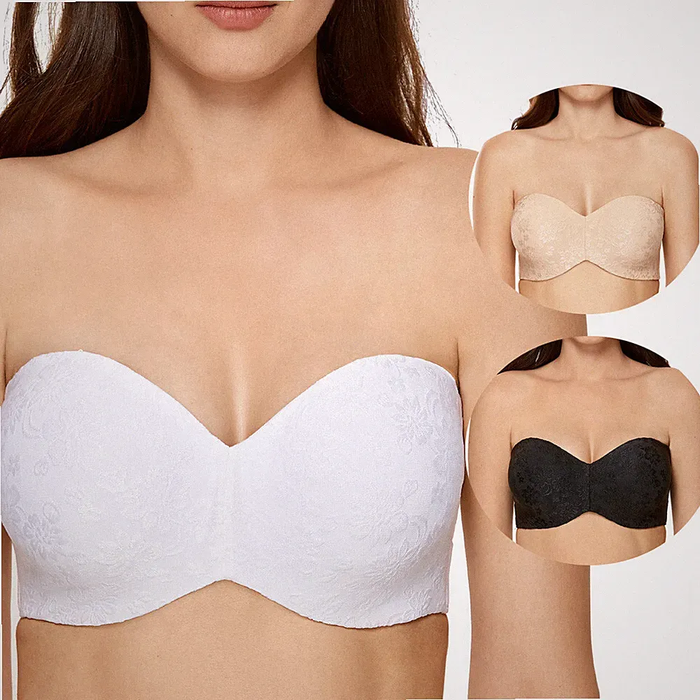 Sexy Damen Spitze BH, BH Ohne Träger, Trägerloser BH, Multiway, mit Bügel CDEFGH