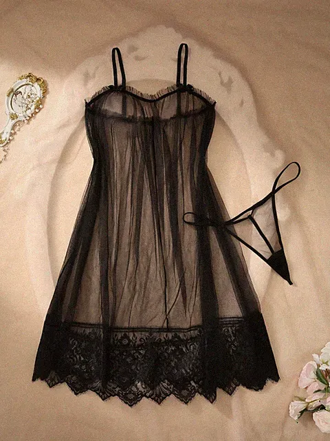 Sexy Dessous Set in Große Größen, Spaghetti Träger BH und Tanga für Billig24
