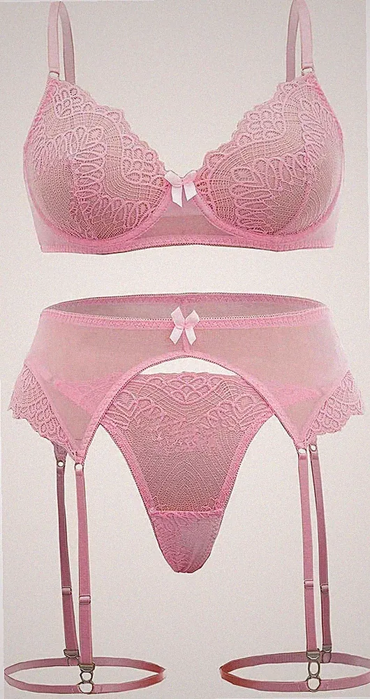 Sexy Dessous Sets Übergrößen Sexy Fliege - Rosa - Gr. 46