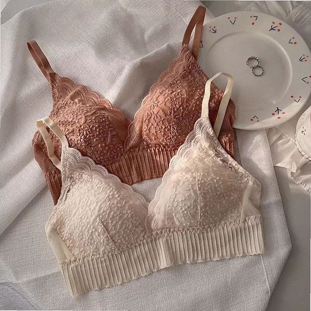 Sexy dünner Triangel Schalen BH für Damen bequeme Dessous einfarbiges Design