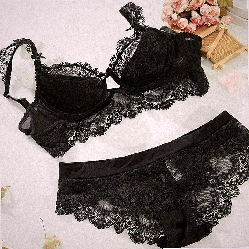 SEXY GEPOLSTERT PUSH UP BH SET DAMEN UNTERWÄSCHE SPITZE HÖSCHEN BH SET 70-95ABCD