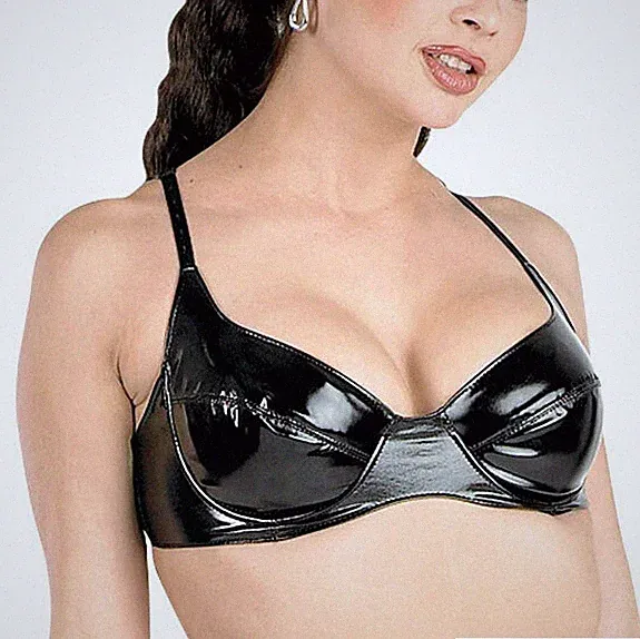 Sexy Lack Bügel-BH Gr. 75B schwarz vinyl bra Wetlook Glanz Black Level