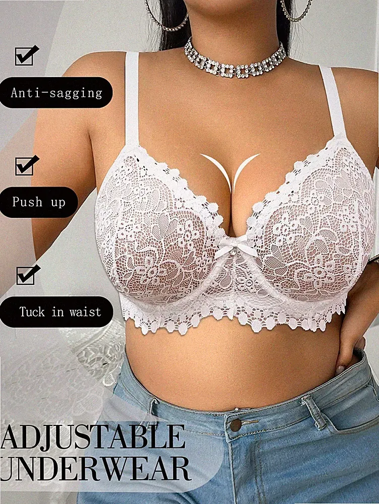 Sexy Spitzen Dessous BH in Große Größen mit Schleifen Dekor und Bügel Billig24
