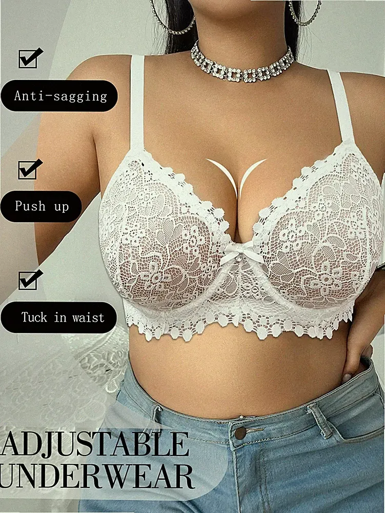 Sexy Spitzen Dessous BH in Große Größen mit Schleifen Dekor und Bügel Billig24