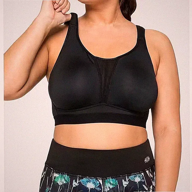 Sheego Damen Sport-BH ohne Bügel verstellbare Träger Schwarz Gr. 90D