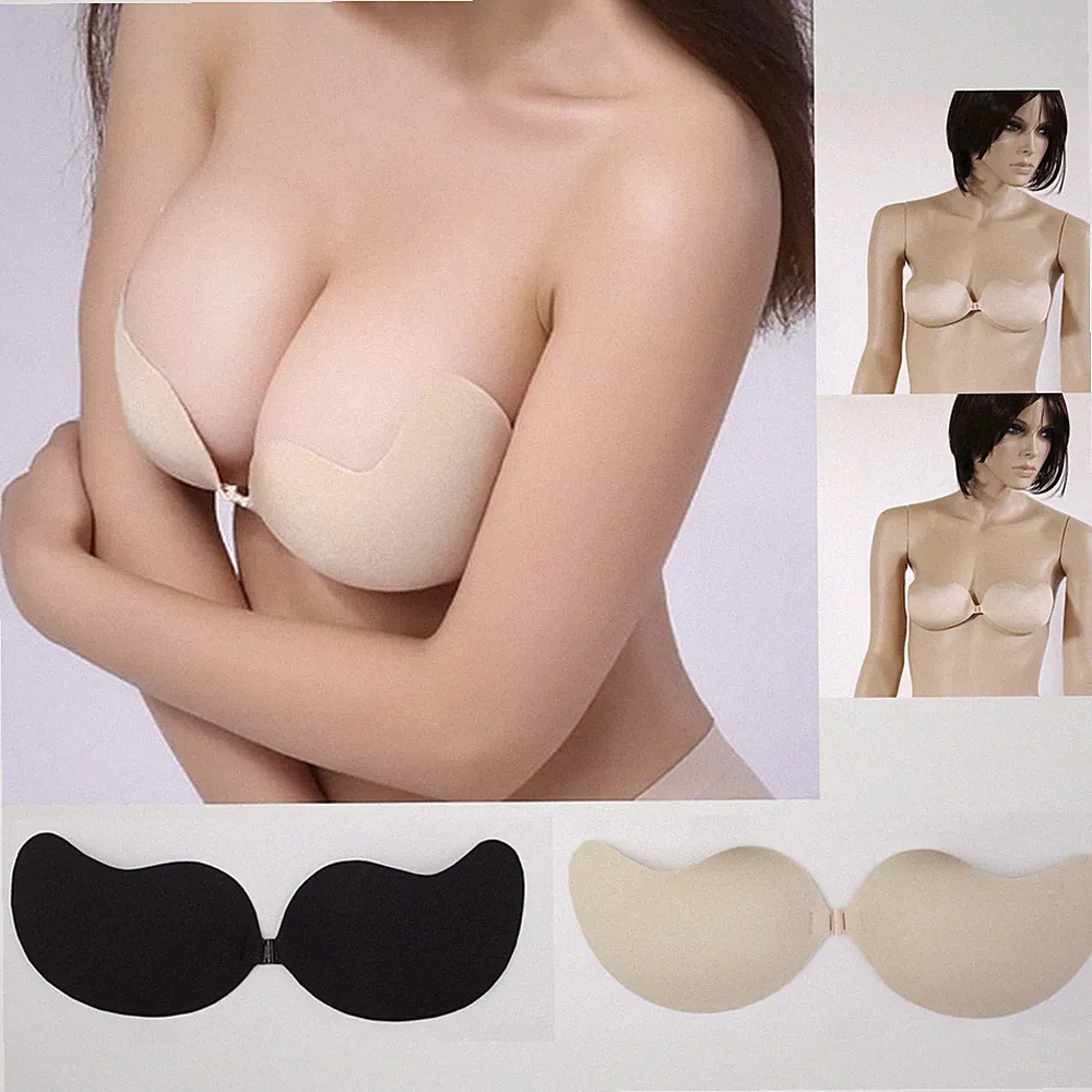 Silikon Klebe BH Bra trägerlos rückenfrei unsichtbar dick dünn nude
