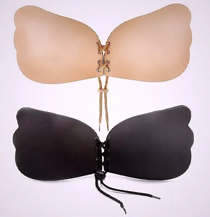 Silikon Klebe BH Push UP Bra trägerlos selbstklebend Rückenfrei Binde Cup Gr C ✅
