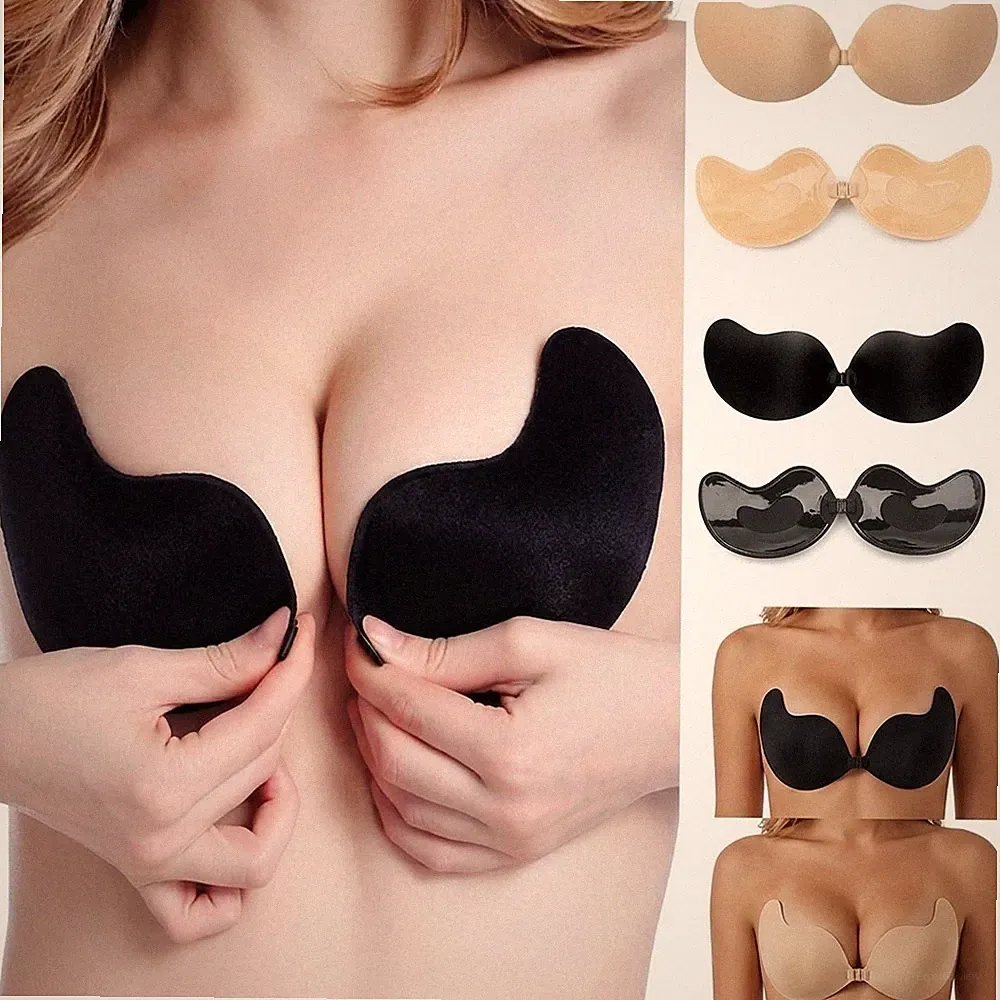 Silikon Trägerloser Push Up BH Rückenfrei Selbstklebend Unsichtbar Spitze Aufkleben