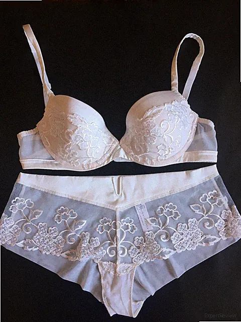 Simone Pérèle Set-Push-Up Bügel-BH, Slip Gr. 38 & BH 70D, Wollweiß, Neu