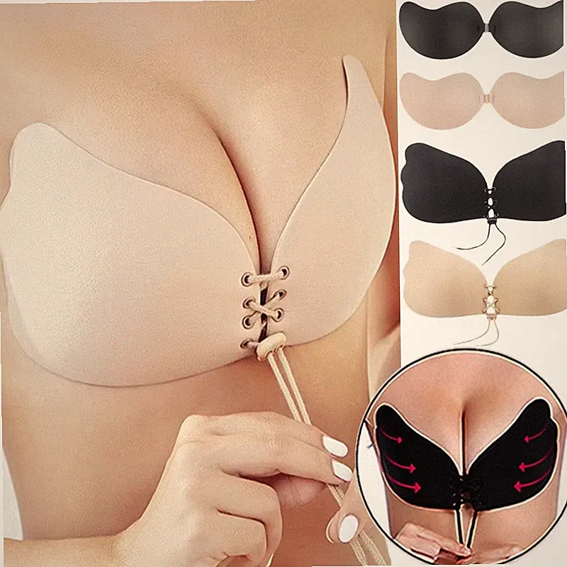 SINJA Klebe BH Push-up Silikon BH / Engelsflügel / trägerlos & Selbstklebend A-D