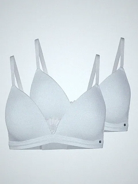 Skiny 2er Pack Triangel Schalen BH ohne Bügel CottonLace Essentials in drei Farb