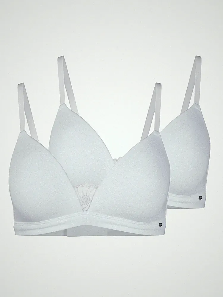 Skiny 2er Pack Triangel Schalen BH ohne Bügel Gr. 70-85 A-C in White und Black