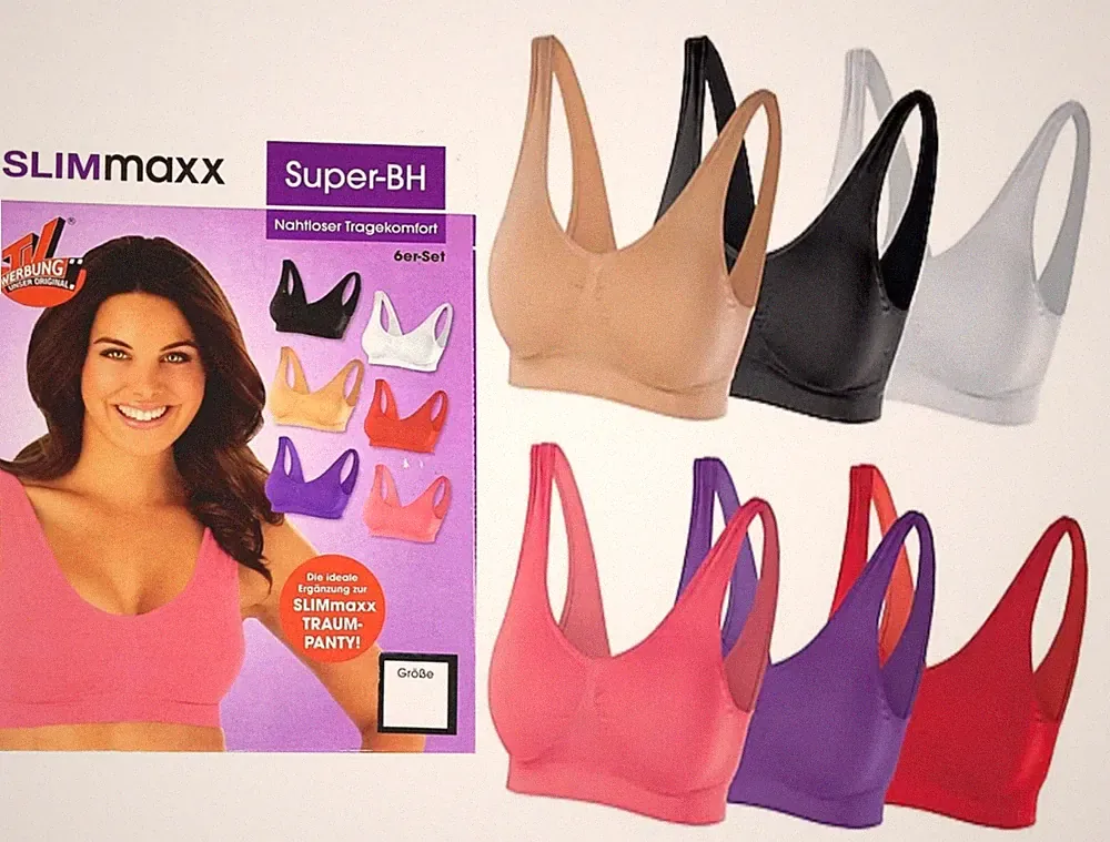 Slimmaxx 6er SET BH Sport BH Büstenhalter 6Farben Nahtlos Größe : M, L, XL, XXL