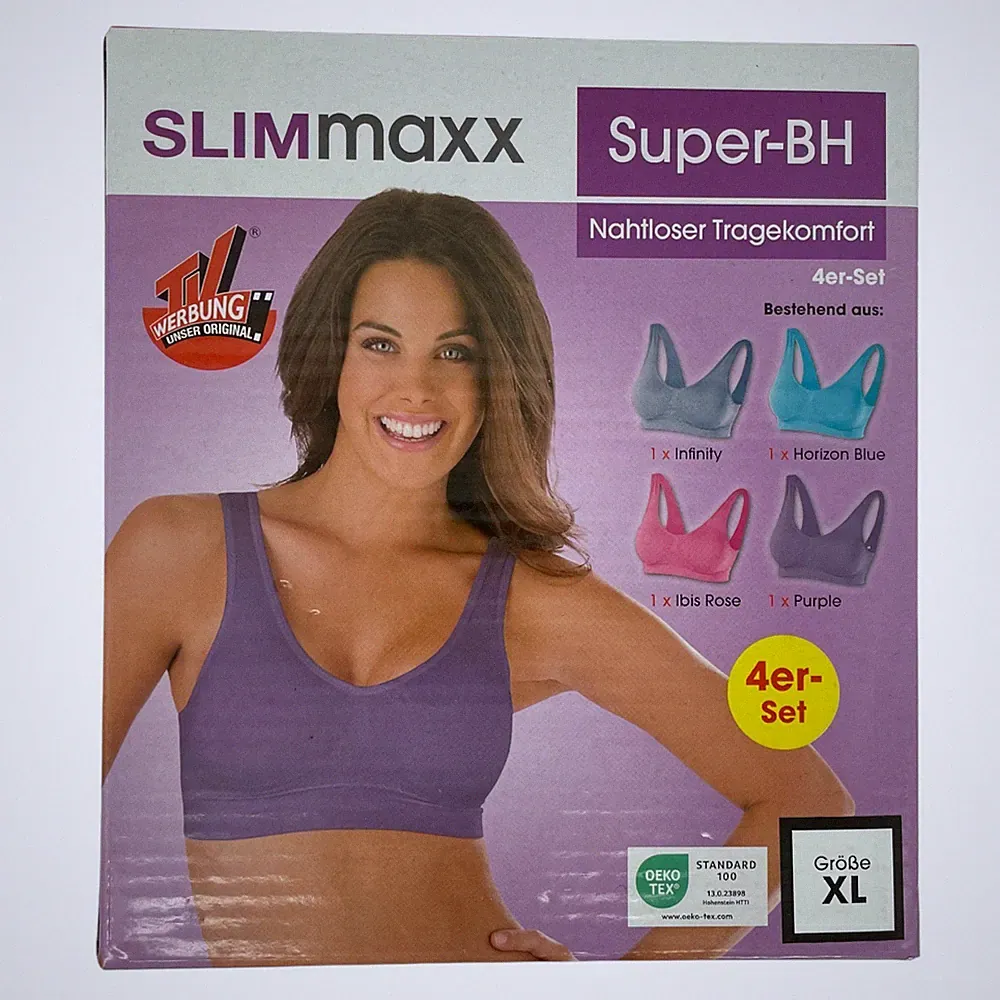 Slimmaxx Super-BH Nahtloser Tragekomfort - Gr. XL - 4er Set - ohne Bügel, Sport