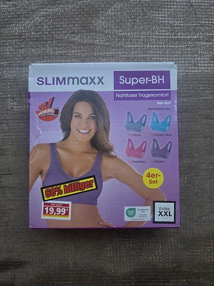 Slimmaxx Super-BH Nahtloser Tragekomfort - Gr. XXL - 4er Set - ohne Bügel, Sport
