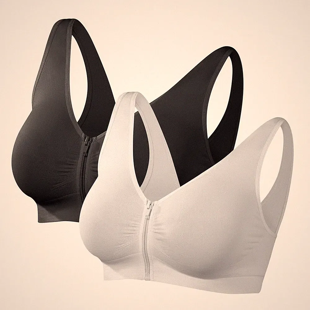 SLIMmaxx Traum BH 2er Set schwarz weiß mit Reißverschluss Nahtlos Sport Komfort