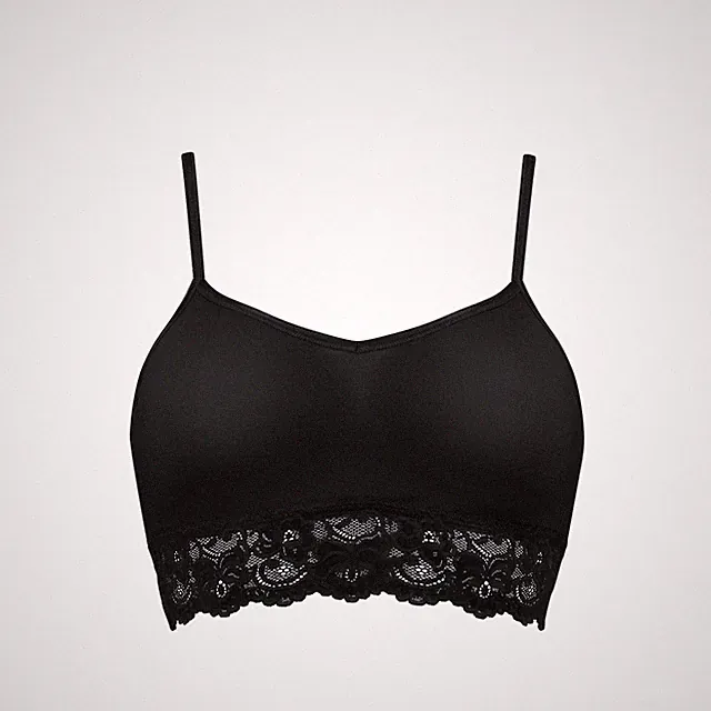 Sloggi Romance H Bralette Schwarz 0004/04 Spitze bügellos Baumwolle Bustier NEU