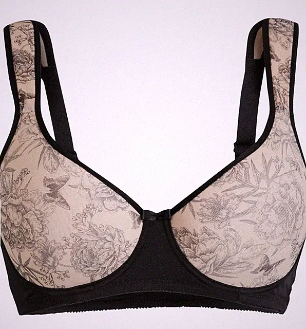 Spacer Schalen BH mit Bügel Gr 95 Cup E Schwarz Kreidebeige Damen Bra Neu