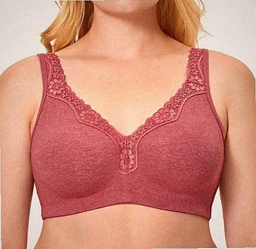 Spitzen-Baumwoll-Vollschalen-Stütz-Komfort-BH ohne Bügel Plus Size Bra32-50 B-G