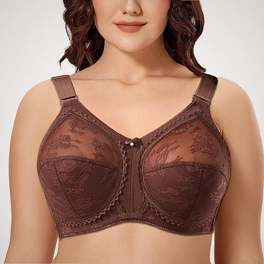Spitzen BH ohne Bügel Minimizer Bügelloser Schlaf Große Größen Soft Entlastungs