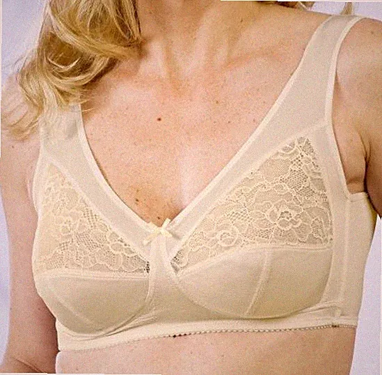 Spitzen BH ohne Bügel mit breiten Trägern Größe 90 Cup B Farbe Champagner Haut
