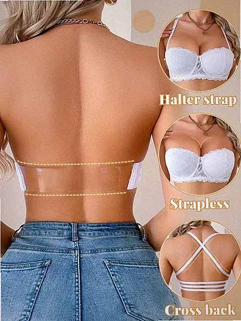 Spitzen PUSH UP BH mit transparenten Wechselträger , Gr. 75 B - neu